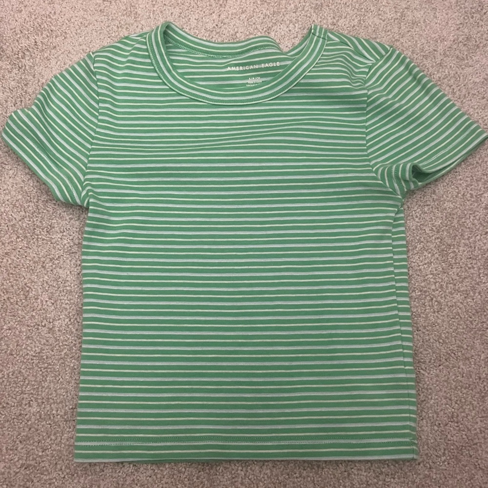 American Eagle Outfitters Green Striped Tee
